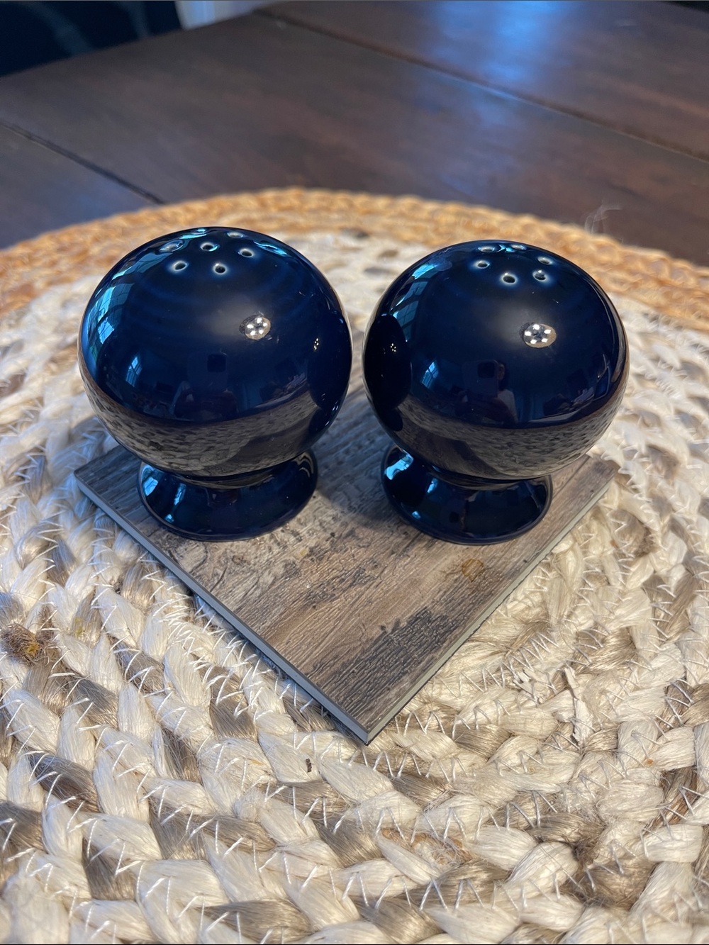 Vintage Fiesta Navy Blue Ceramic Salt and Pepper Shakers